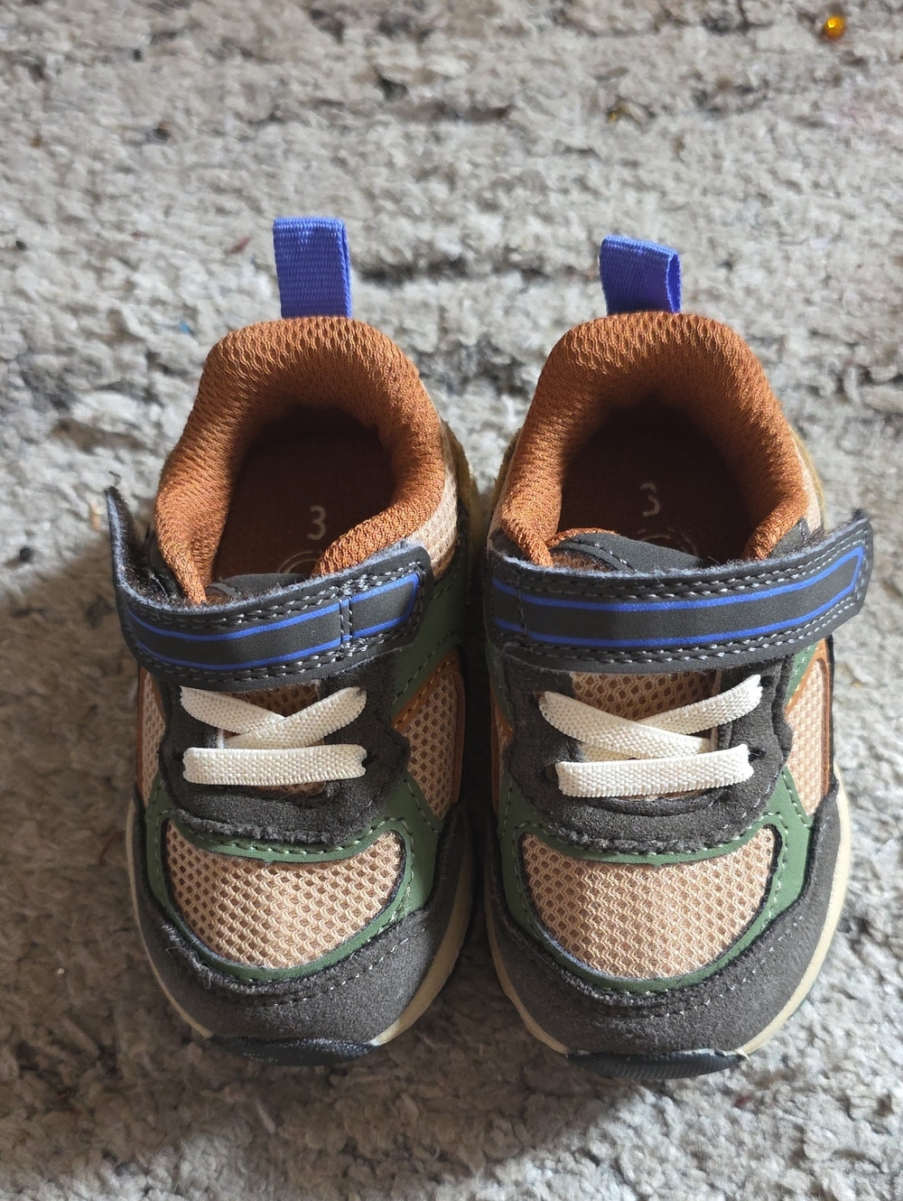 wonder nation Brown Green Blue Kids Sneakers with Hook-and-Loop Strap